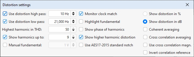 Distortion settings