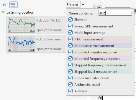 Measurement panel filters