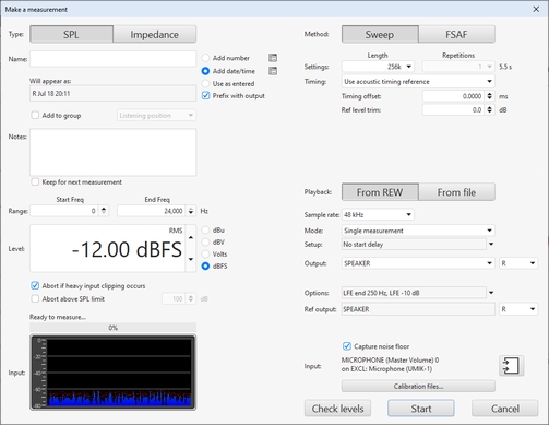 Measure dialog