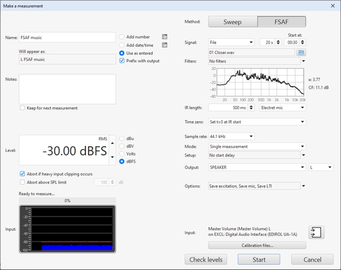 FSAF Measure dialog