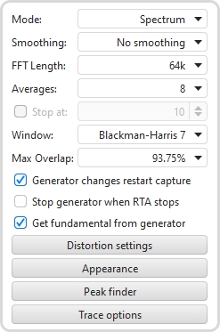 Spectrum/RTA Controls