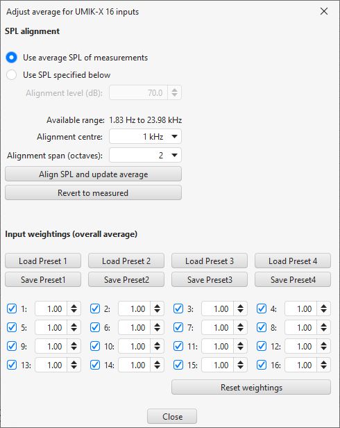 Multi-input averaging adjustments