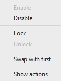 Measurement Panel right click menu to enable, disable, lock or unlock a measurement