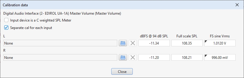 Mic cal settings