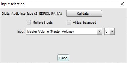 RTA input selection dialog