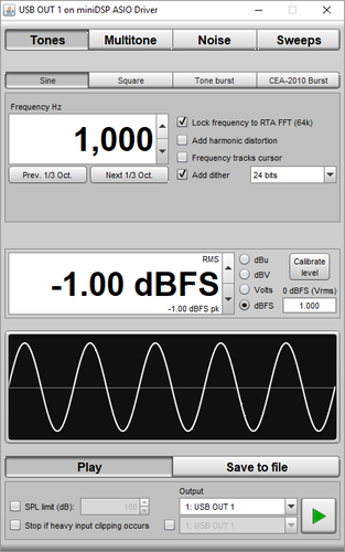 Room EQ Wizard Signal generator